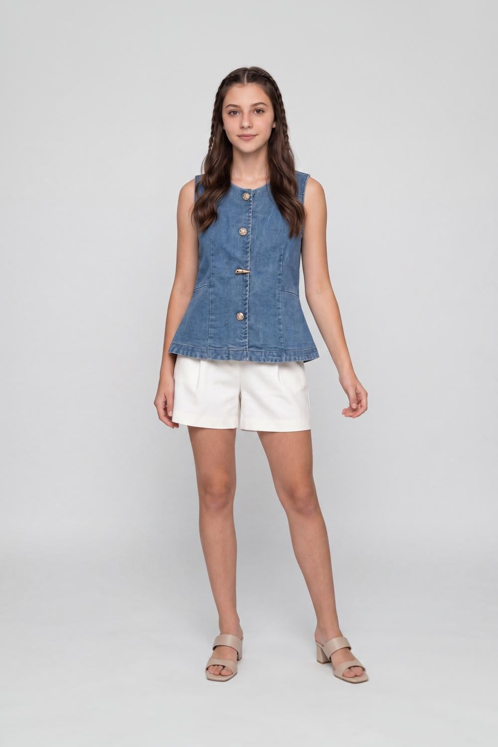 Blue Denim Regular Fit Top For Women - Image 7