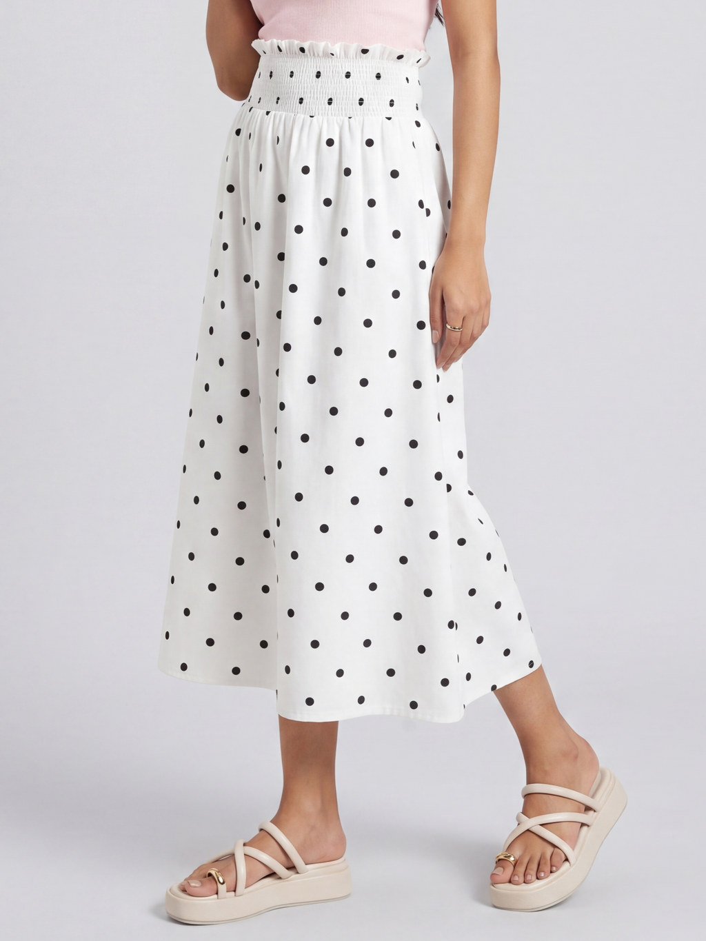 White Polka Dot Regular Fit Skirt for Women - Image 4