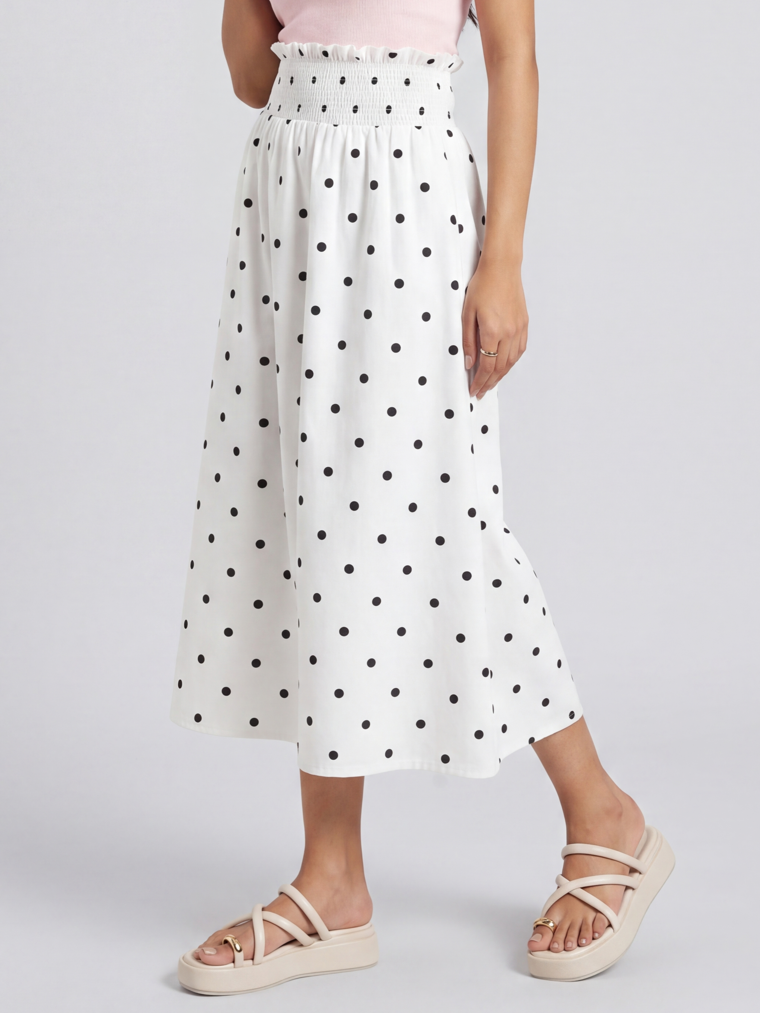 White Polka Dot Regular Fit Skirt for Women - Image 4