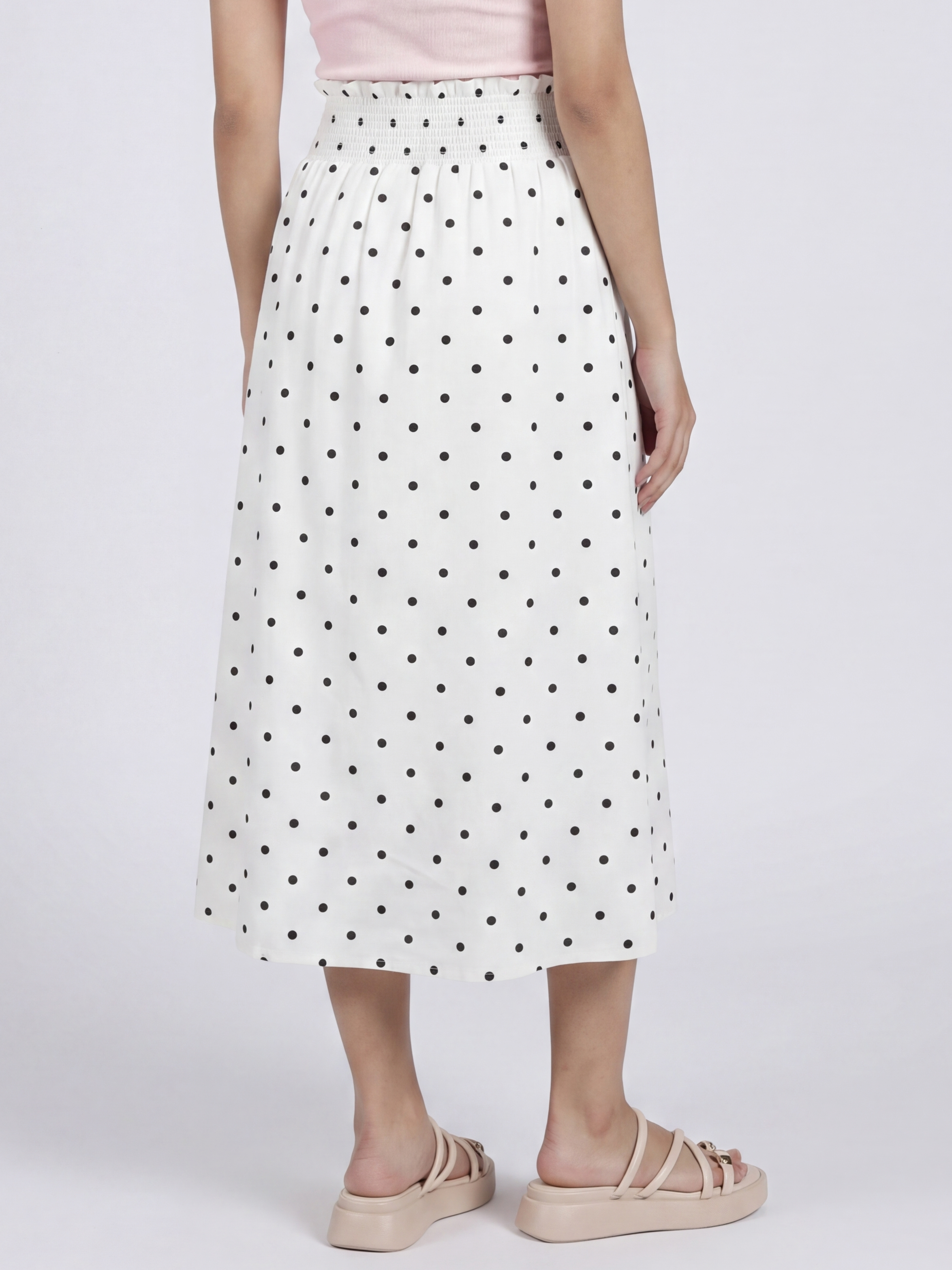 White Polka Dot Regular Fit Skirt for Women - Image 5