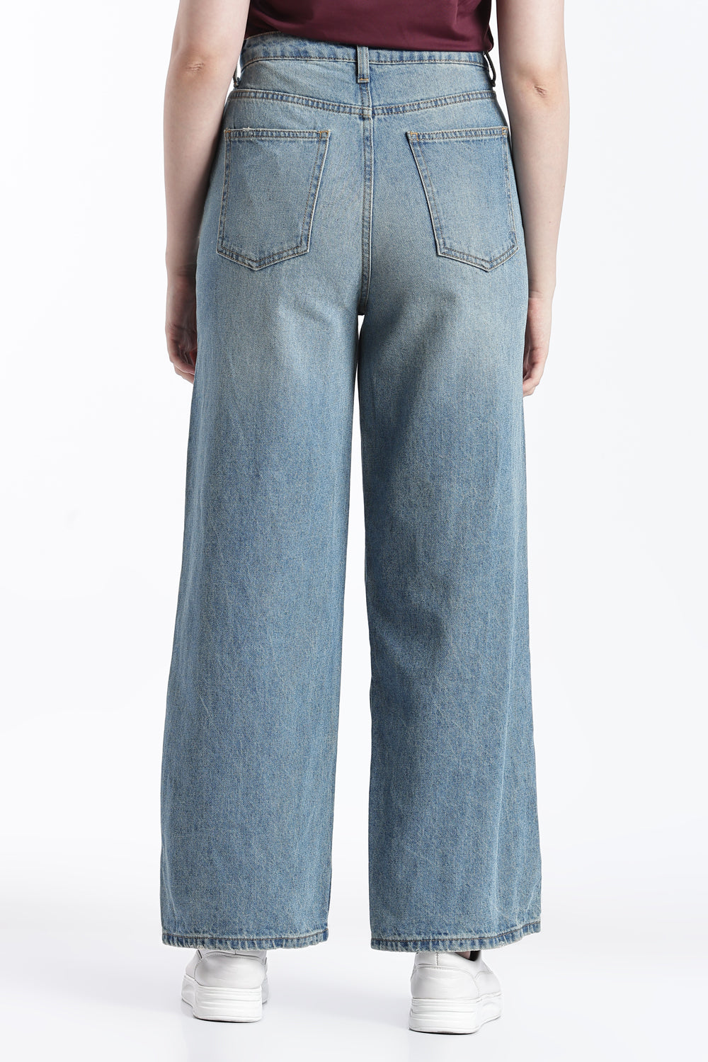 Blue Wide Leg Fit Jeans With 5 Pocket For Women - Image 5