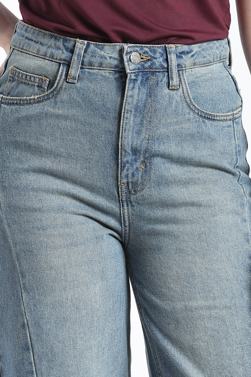 Blue Wide Leg Fit Jeans With 5 Pocket For Women - Image 7