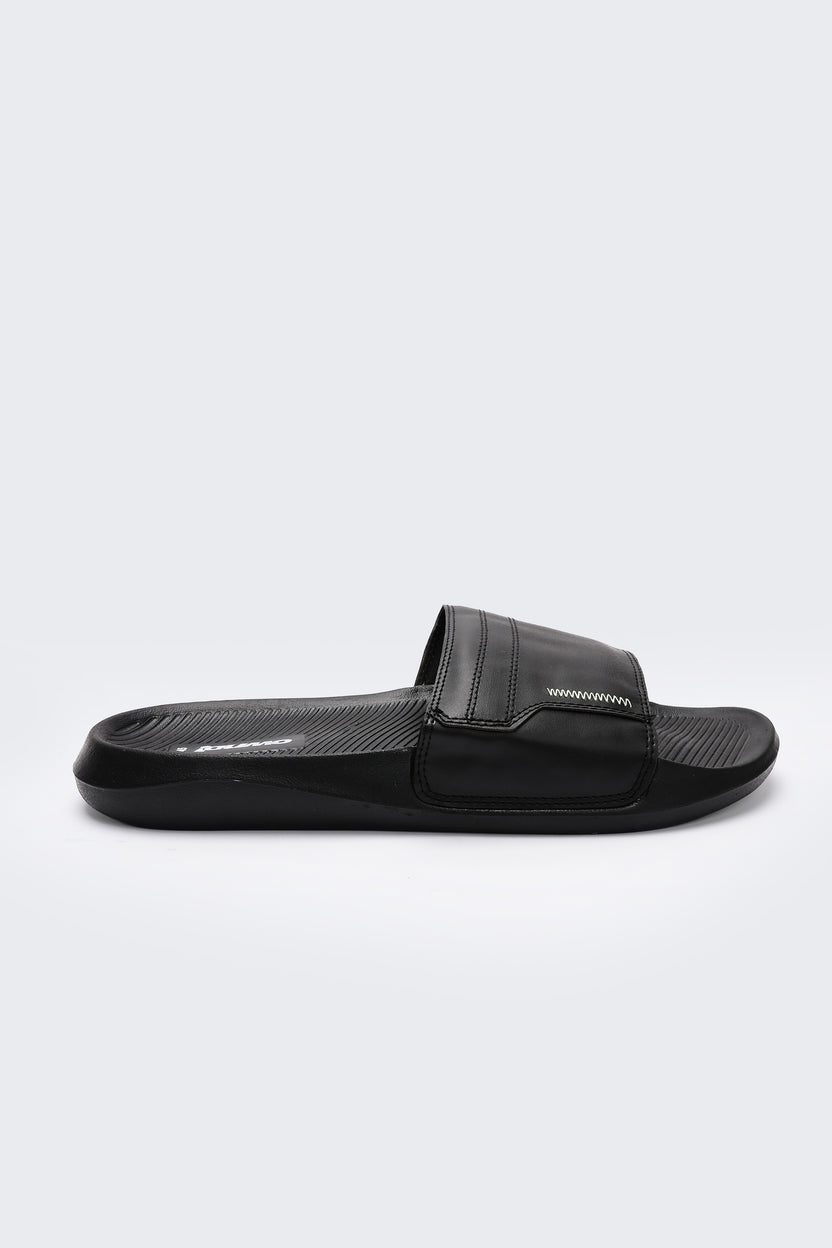 Black Solid Pool Slides for Men - Image 2
