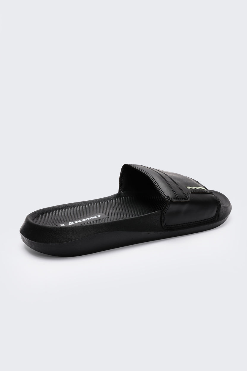Black Solid Pool Slides for Men - Image 3