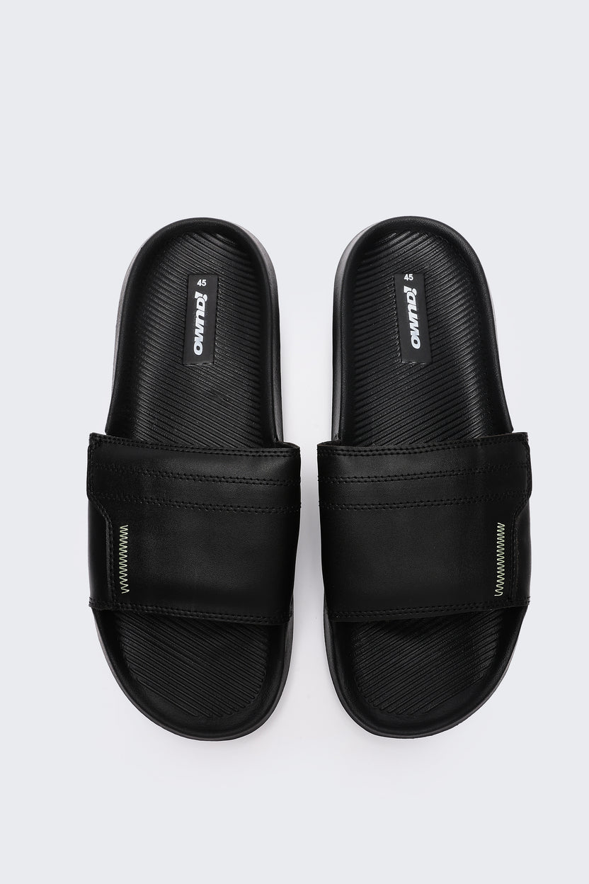 Black Solid Pool Slides for Men - Image 4