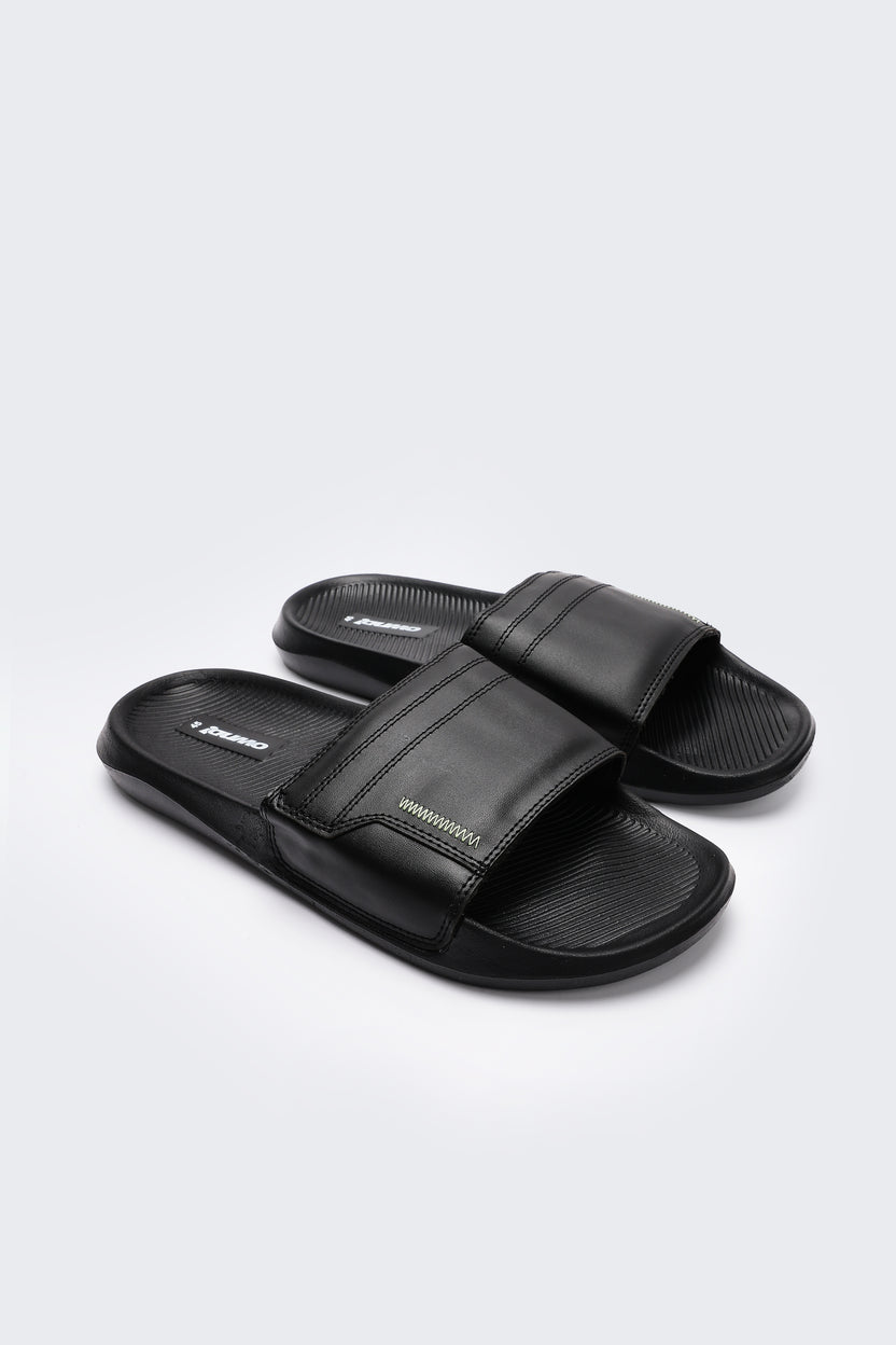 Black Solid Pool Slides for Men - Image 5
