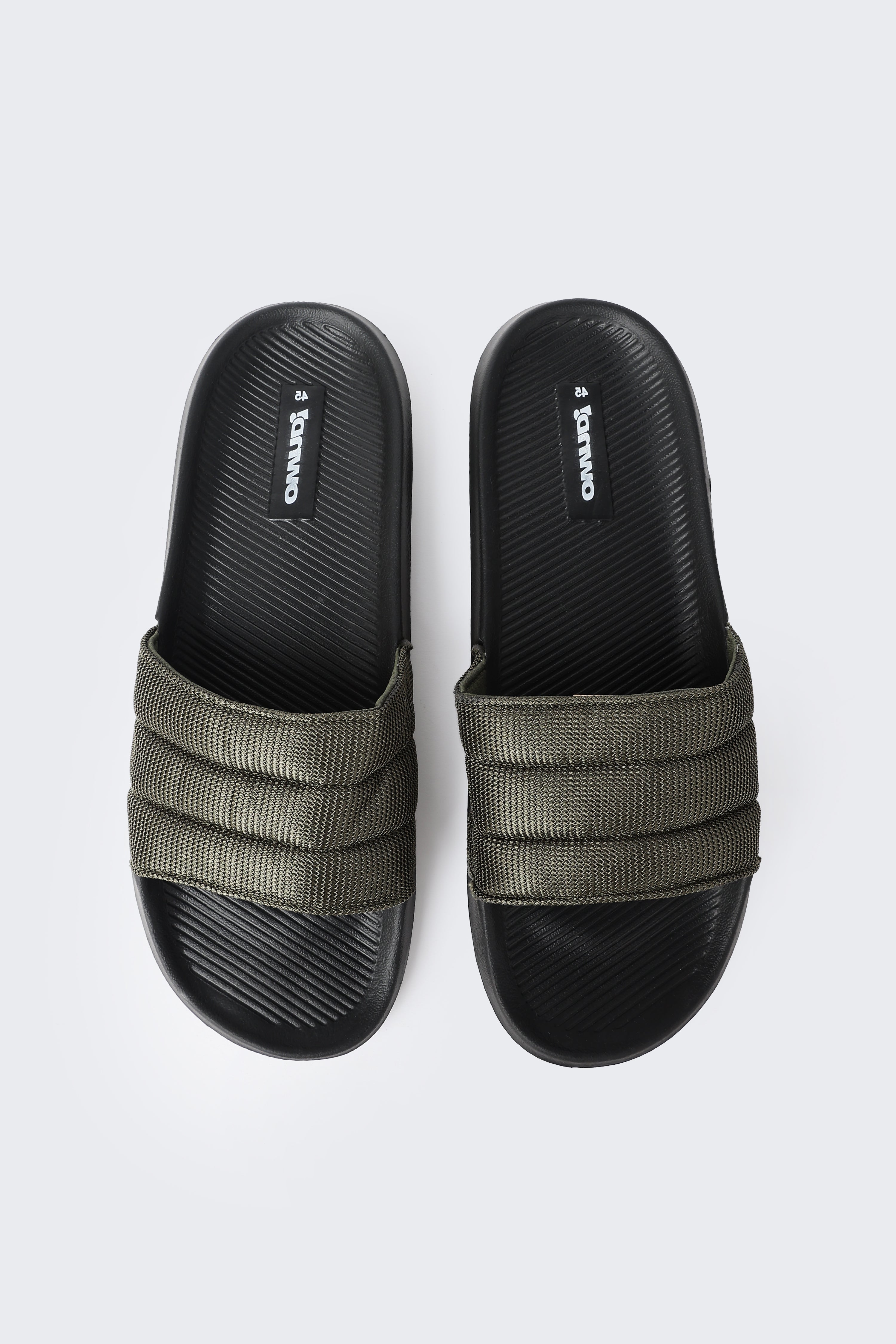 Olive Solid Pool Slides for Men - Image 3