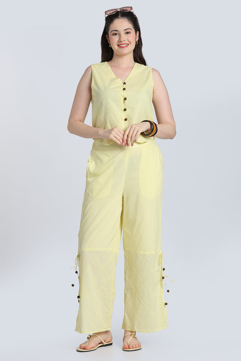 Yellow Self Design Top for Women - Image 1