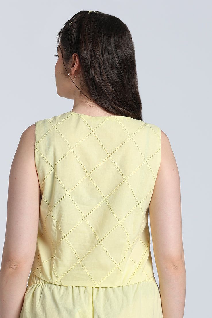 Yellow Self Design Top for Women - Image 5