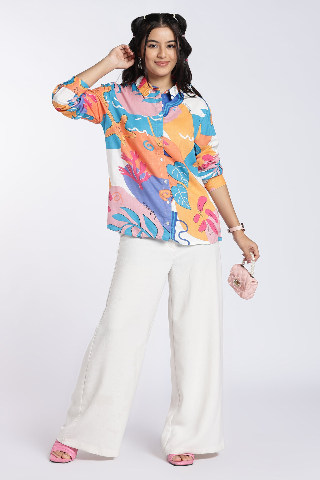 Multi Coloured Abstract Regular Fit Shirt For Women - Image 1