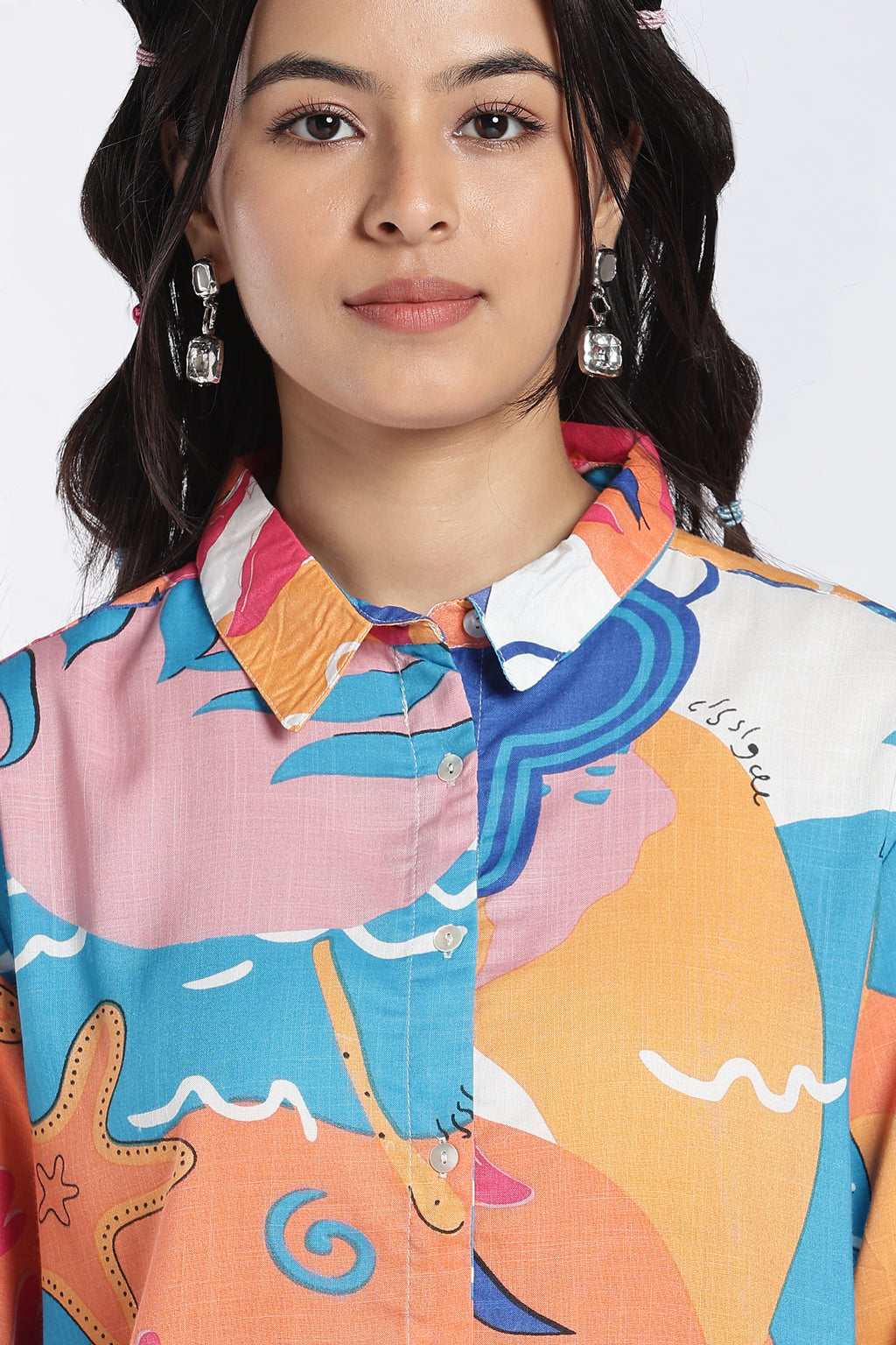 Multi Coloured Abstract Regular Fit Shirt For Women - Image 7
