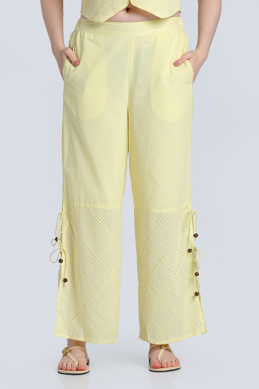 Yellow Wide Leg Fit Ethnic Bottom With 2 Pocket for Women - Image 2