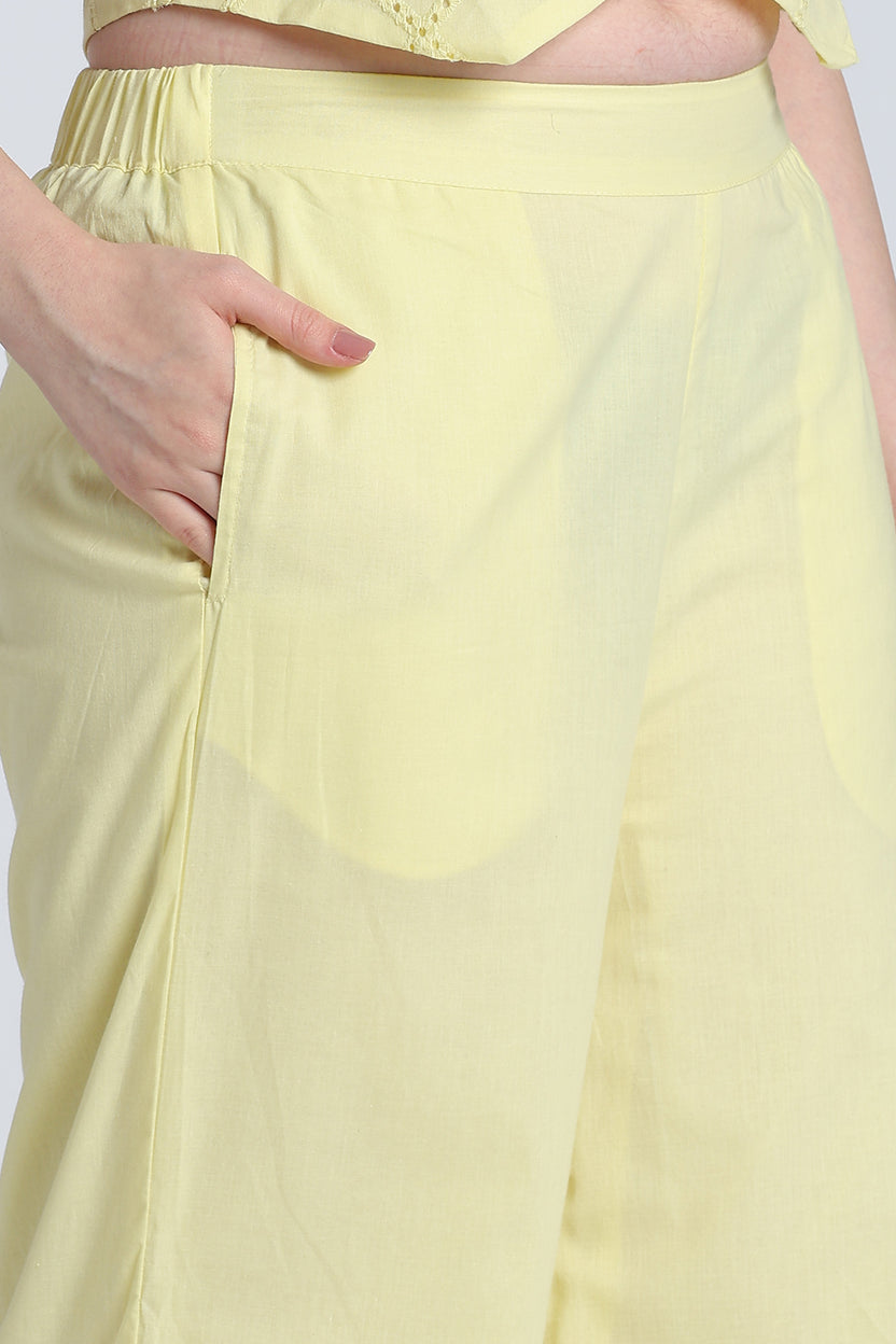 Yellow Wide Leg Fit Ethnic Bottom With 2 Pocket for Women - Image 3