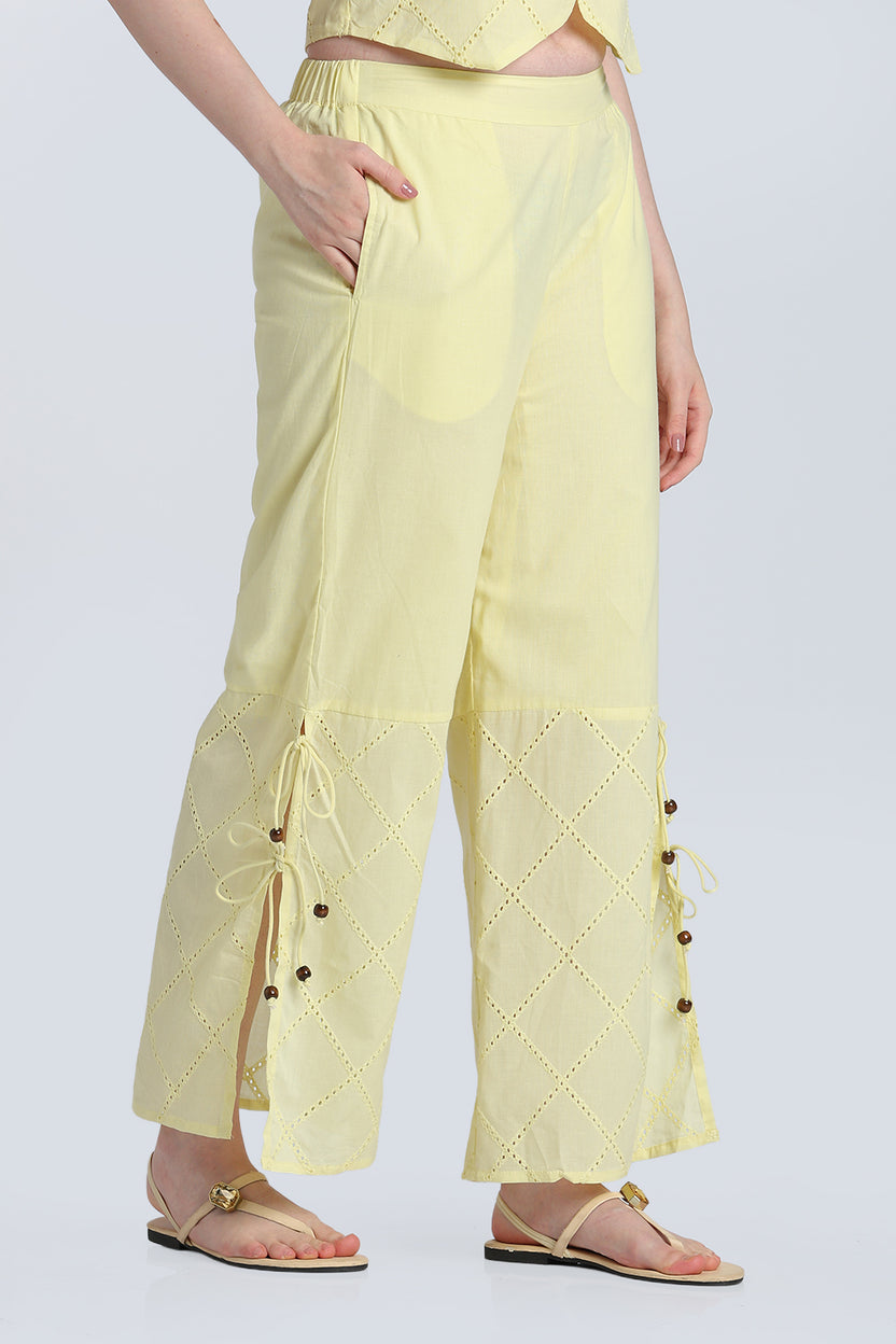 Yellow Wide Leg Fit Ethnic Bottom With 2 Pocket for Women - Image 4