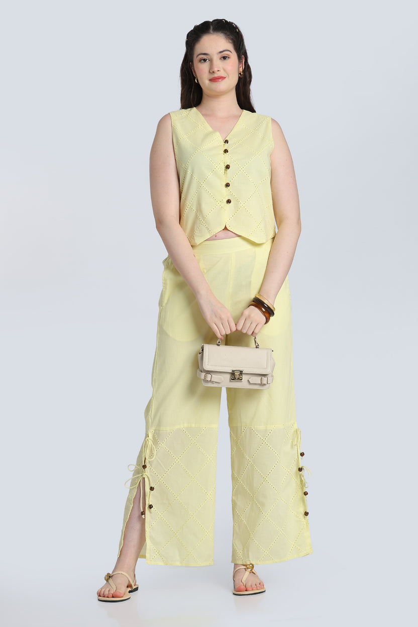 Yellow Wide Leg Fit Ethnic Bottom With 2 Pocket for Women - Image 6