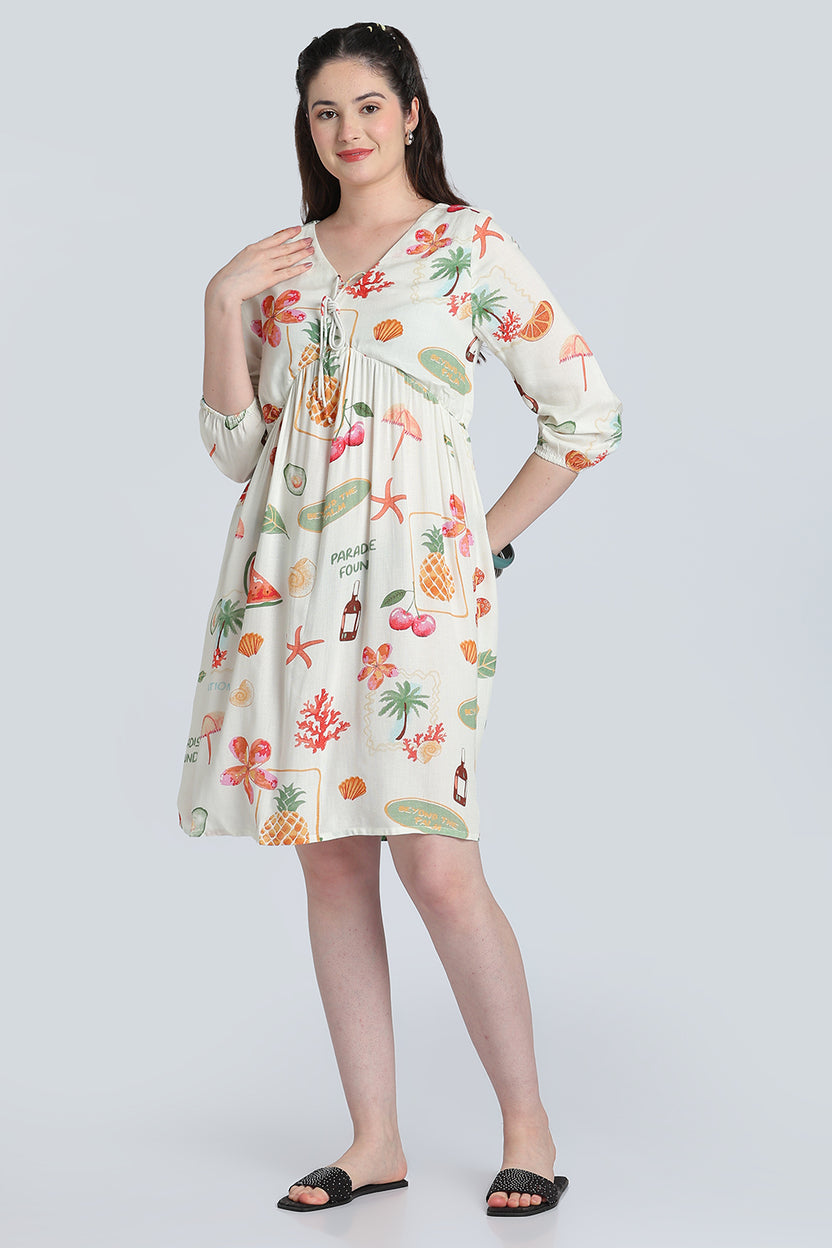 White Breathable Regular Fit Dress for Women - Image 1