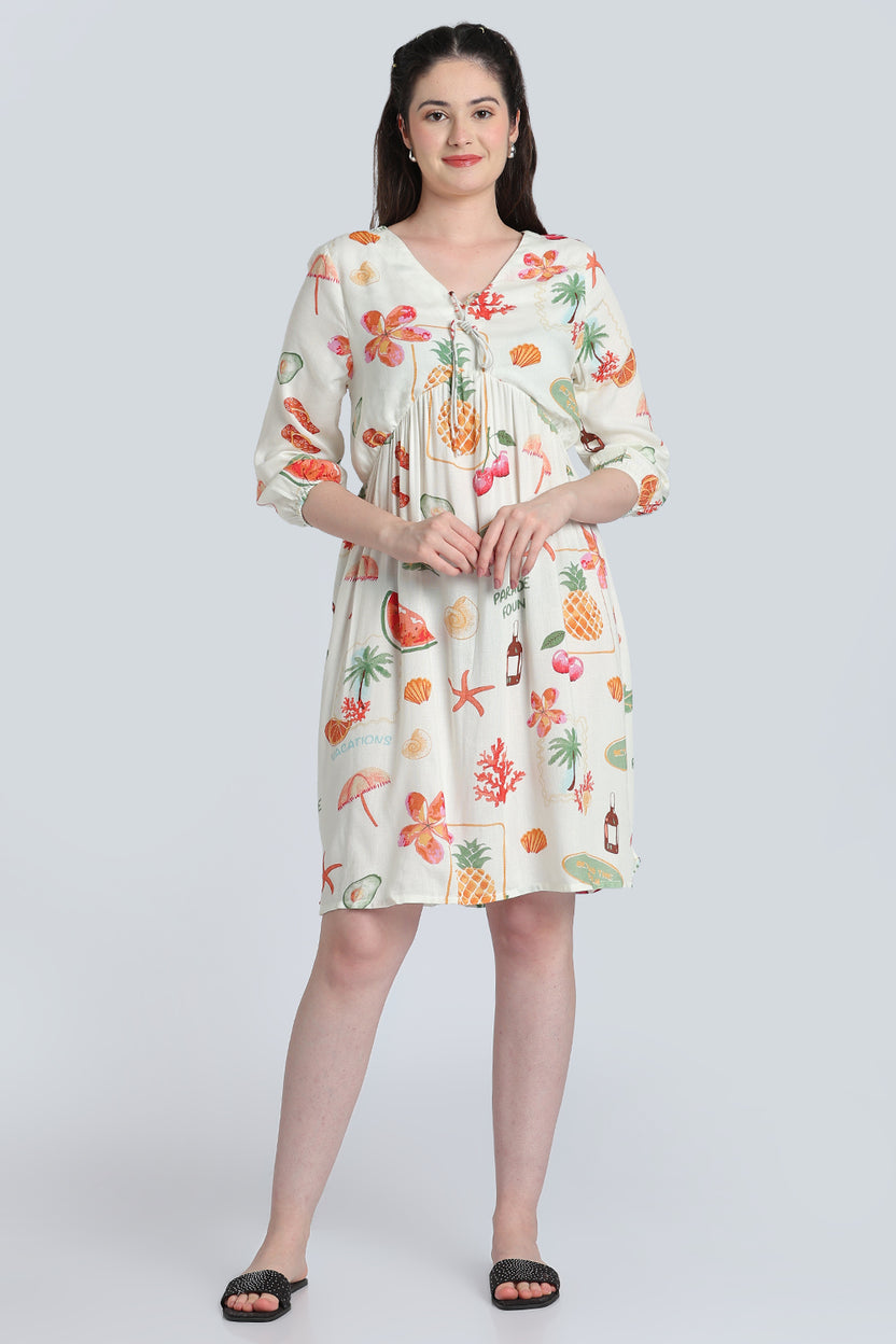 White Breathable Regular Fit Dress for Women - Image 2
