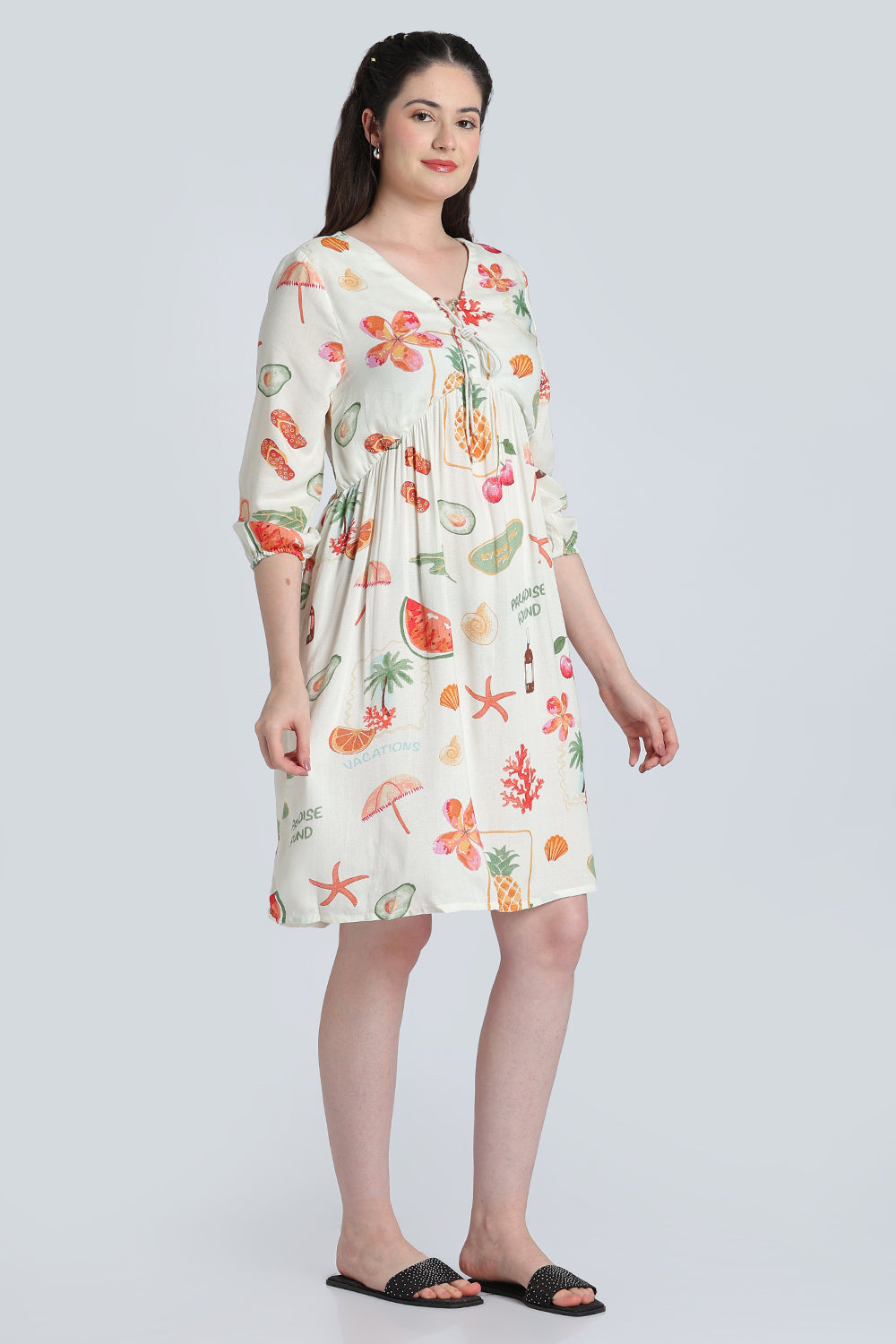 White Breathable Regular Fit Dress for Women - Image 4