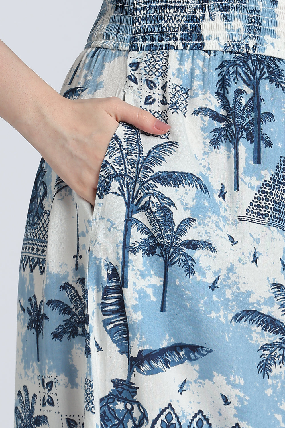 Blue Puff Sleeves Dress for Women - Image 3