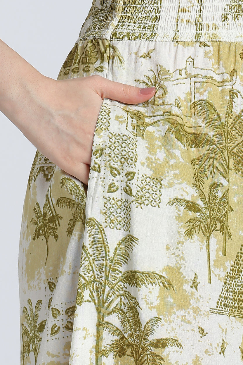 Green Tie Up Regular Fit Dress for Women - Image 3