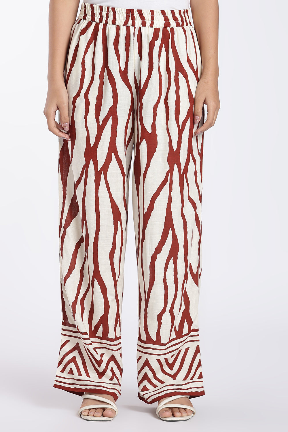 Brown Abstract Printed Co-ord Set for Women - Image 4