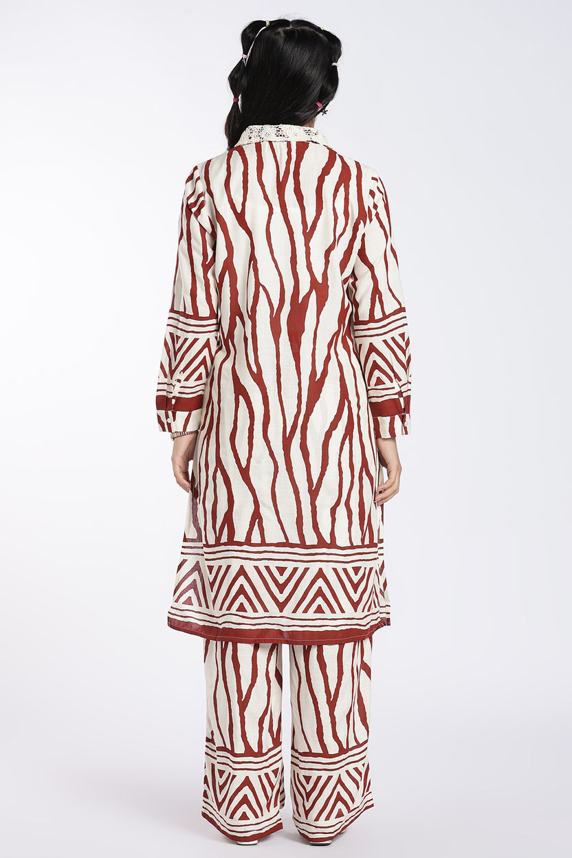 Brown Abstract Printed Co-ord Set for Women - Image 5