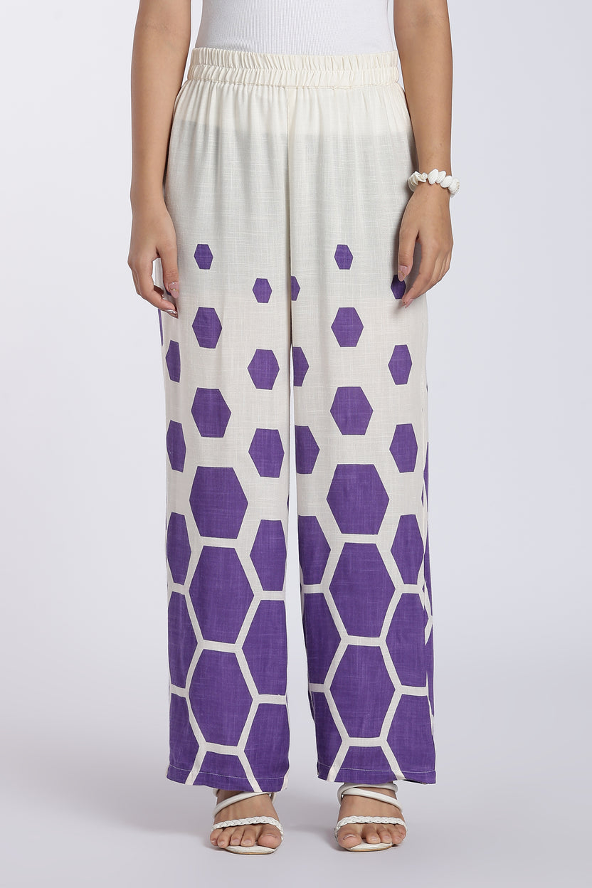 Purple Geometric Straight Fit Kurta Set for Women - Image 4
