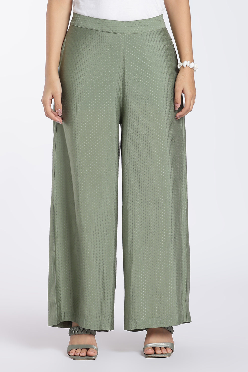 Sage Green Textured Co-Ord Set for Women - Image 4