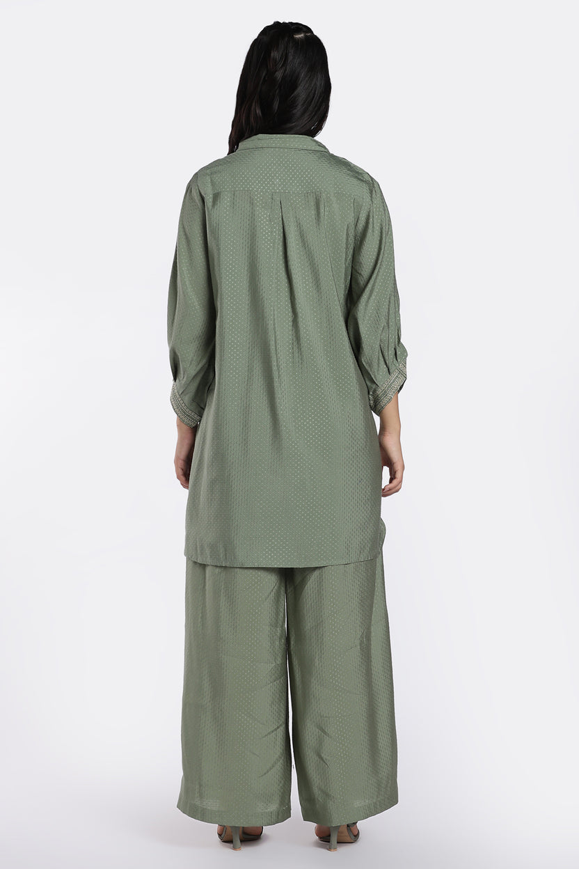 Sage Green Textured Co-Ord Set for Women - Image 5