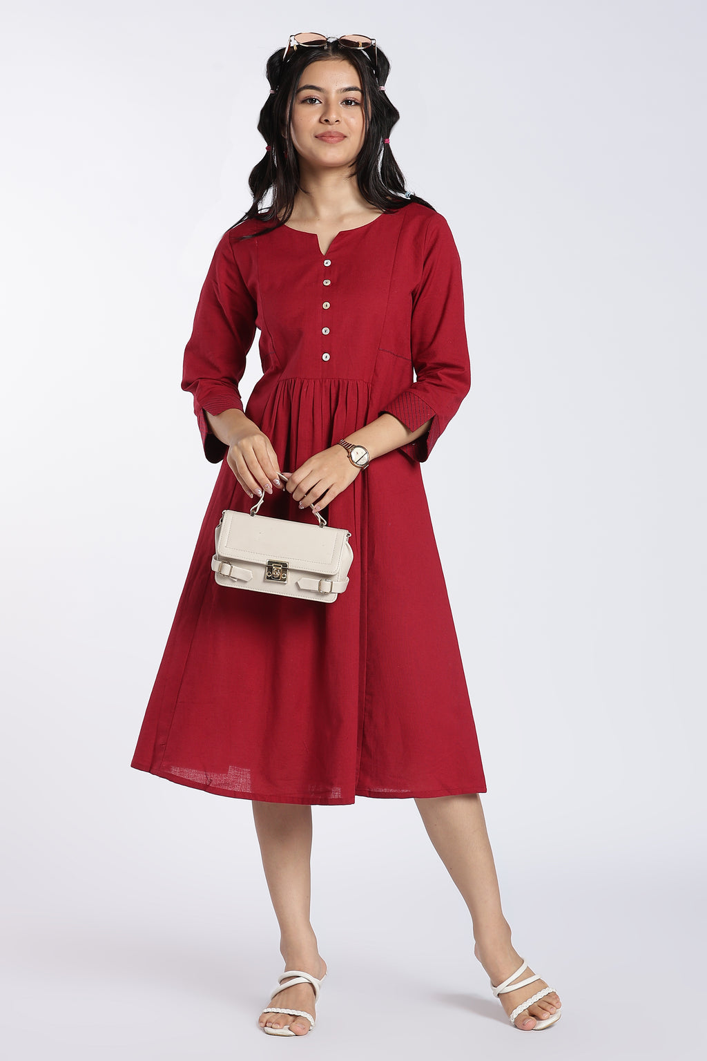 Maroon Essential Wear Regular Fit Kurta for Women - Image 1