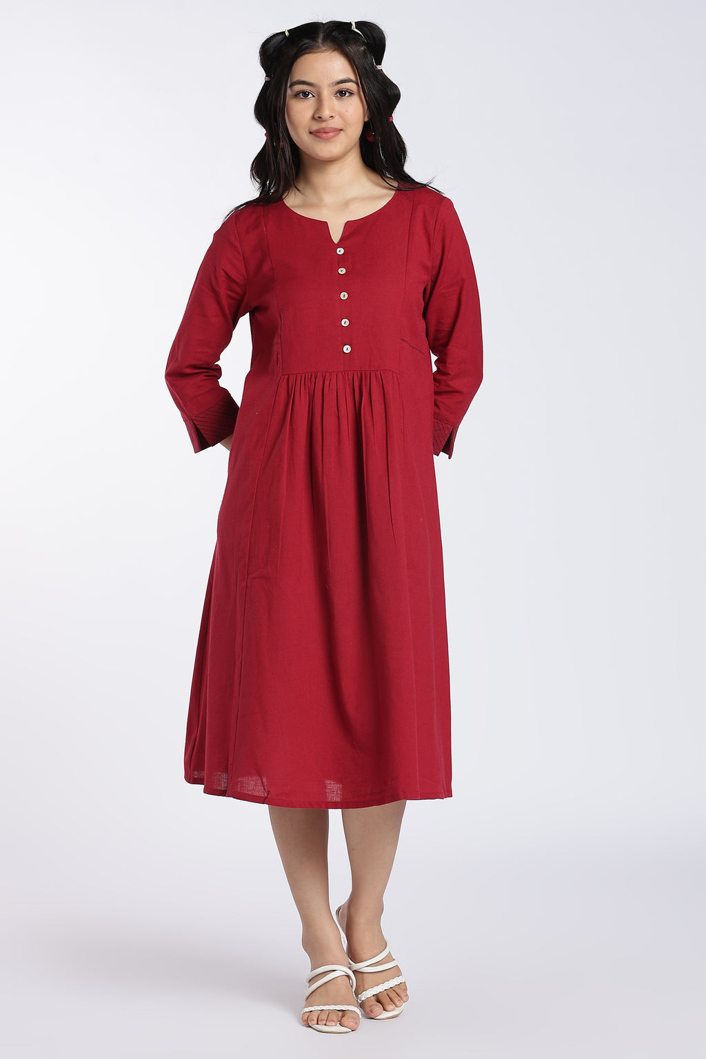 Maroon Essential Wear Regular Fit Kurta for Women - Image 2