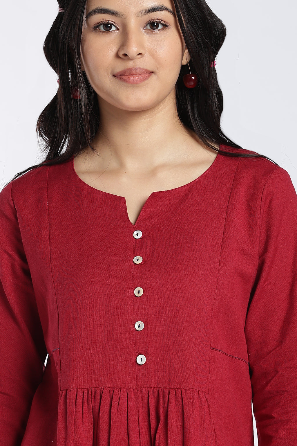Maroon Essential Wear Regular Fit Kurta for Women - Image 7