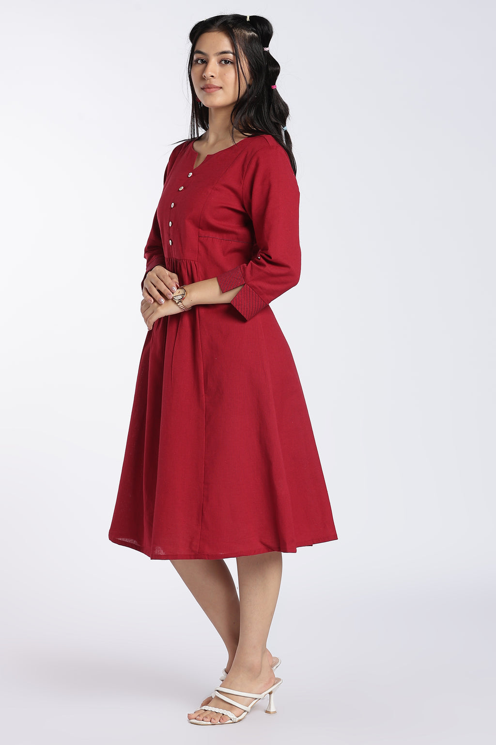 Maroon Essential Wear Regular Fit Kurta for Women - Image 4