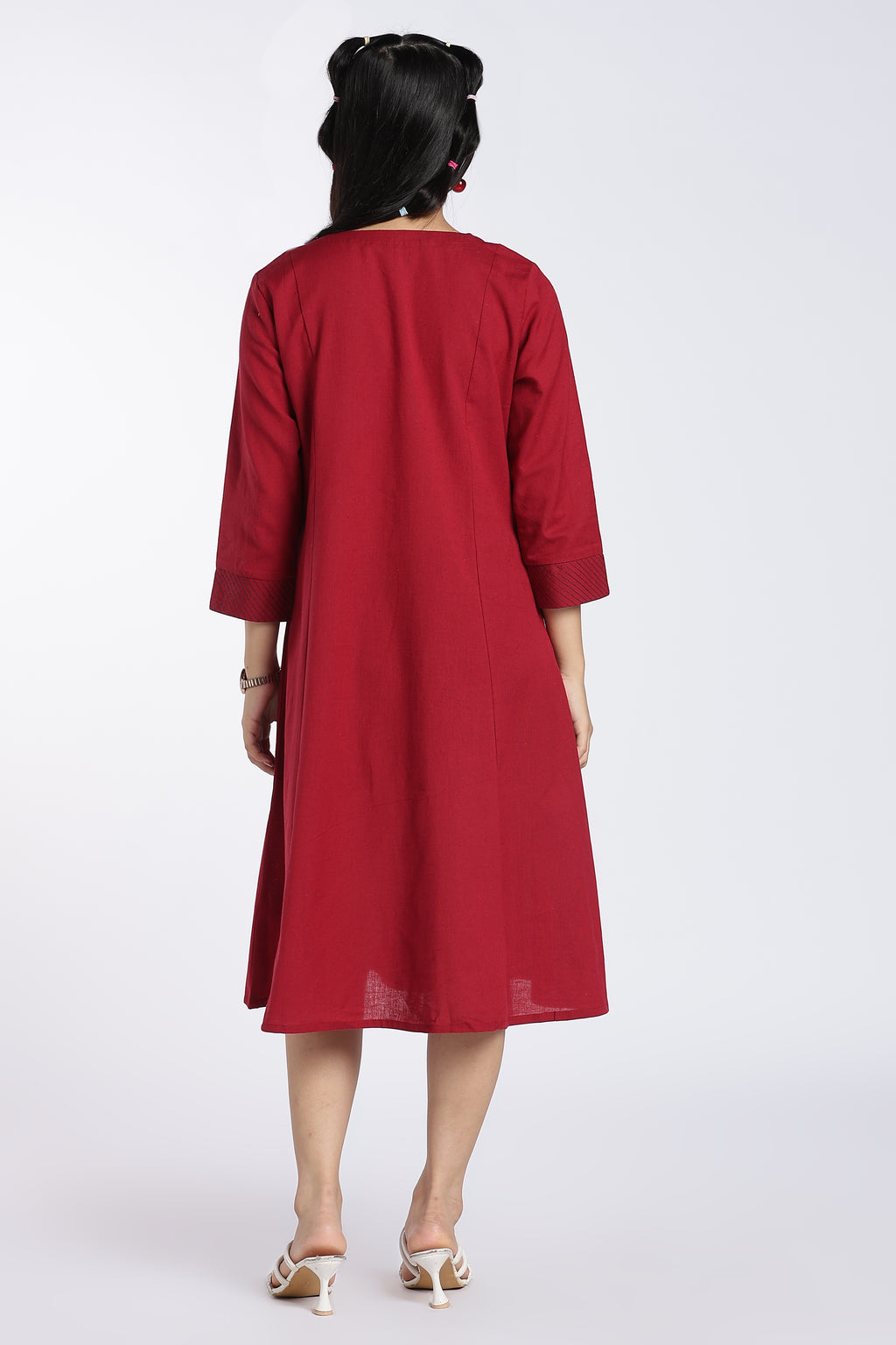 Maroon Essential Wear Regular Fit Kurta for Women - Image 5