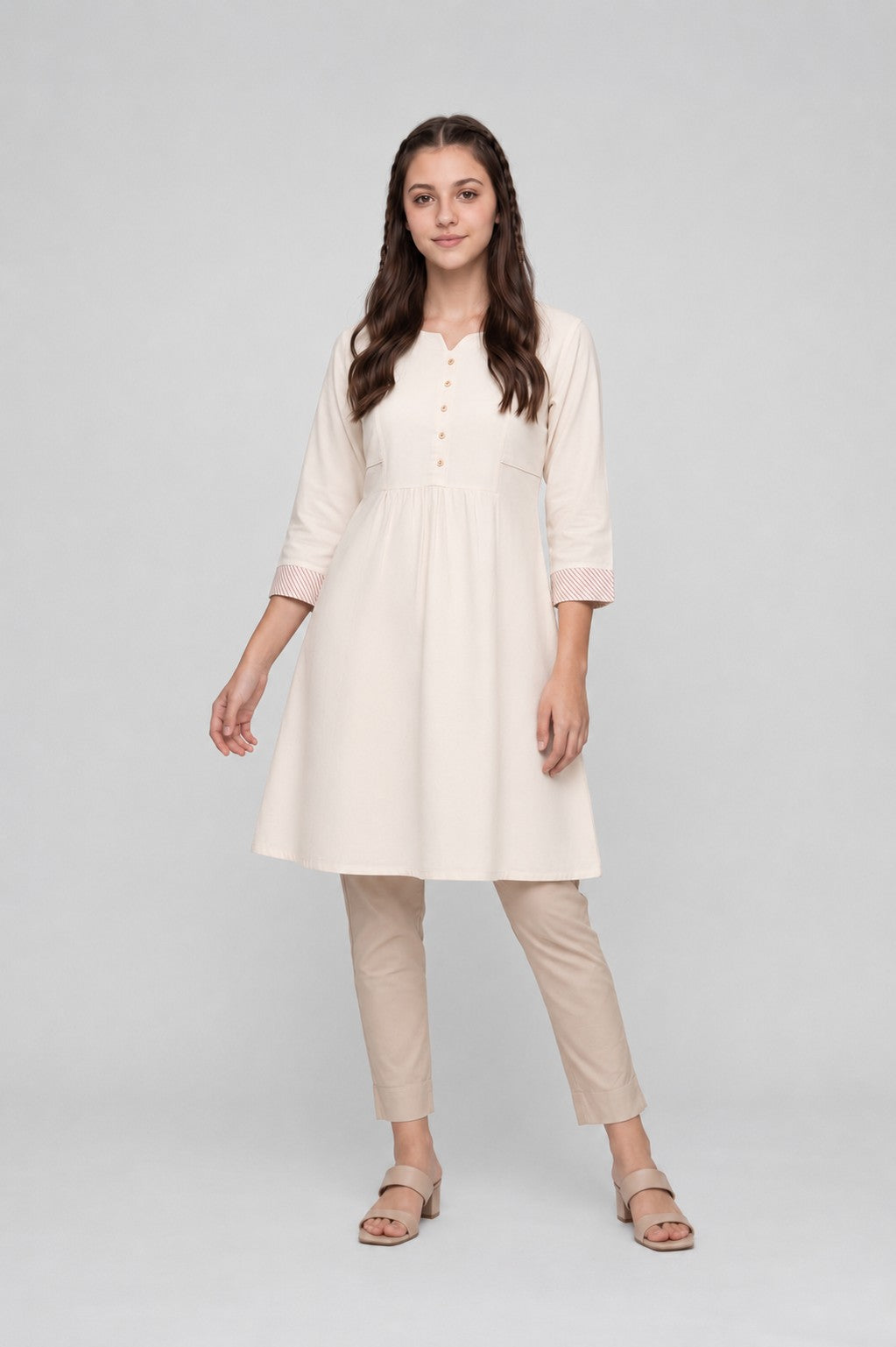 Off White Essential Wear Fit Kurta for Women - Image 2