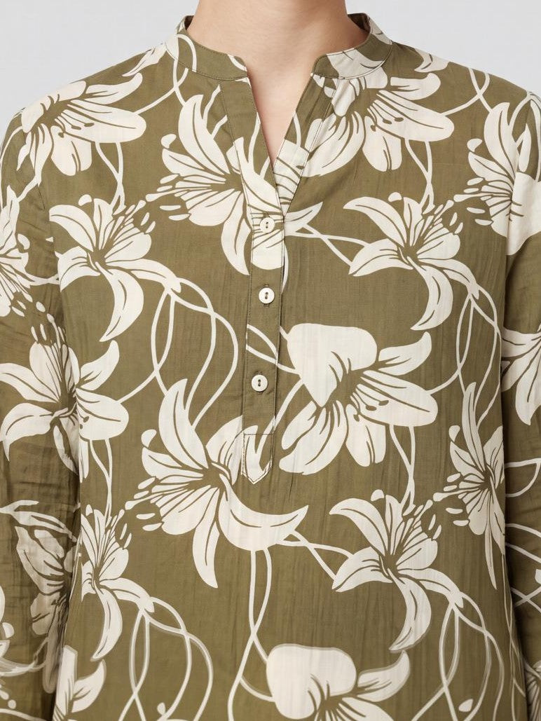 Green Floral Print Straight Kurta for Women - Image 3
