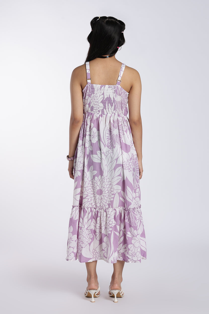 Lilac Shoulder Straps Sleeves Fit Dress for Women - Image 5