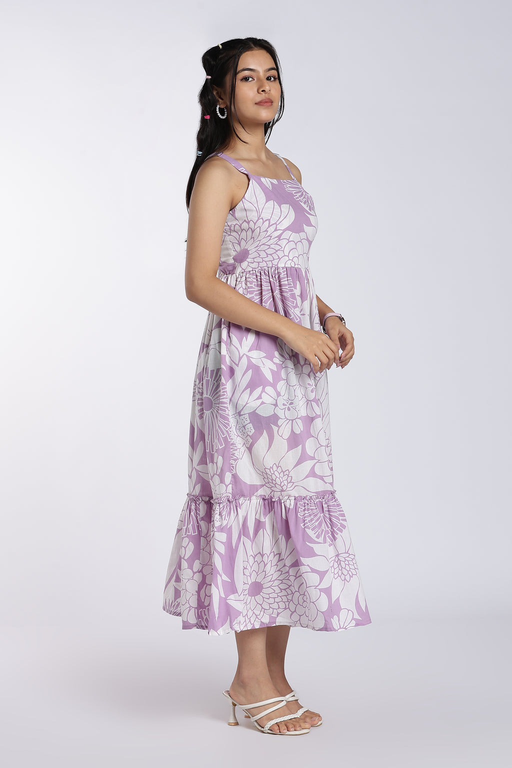 Lilac Shoulder Straps Sleeves Fit Dress for Women - Image 6
