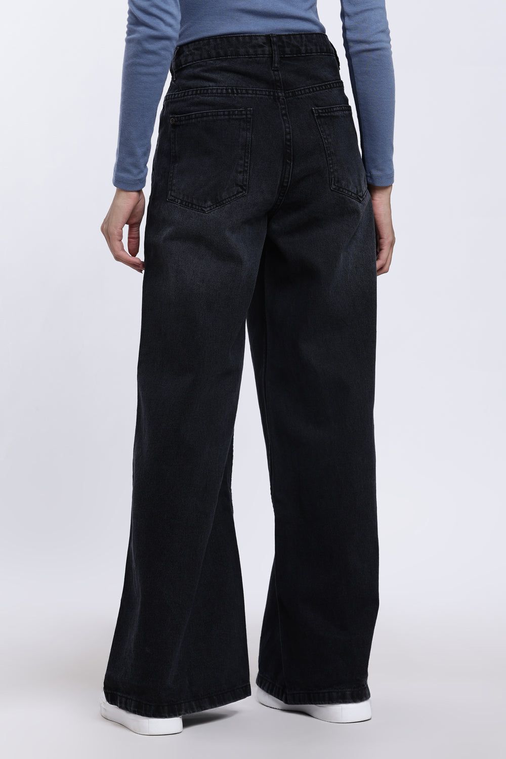 Charcoal Wide Leg Fit 5 Pocketed Jeans for Women - Image 5