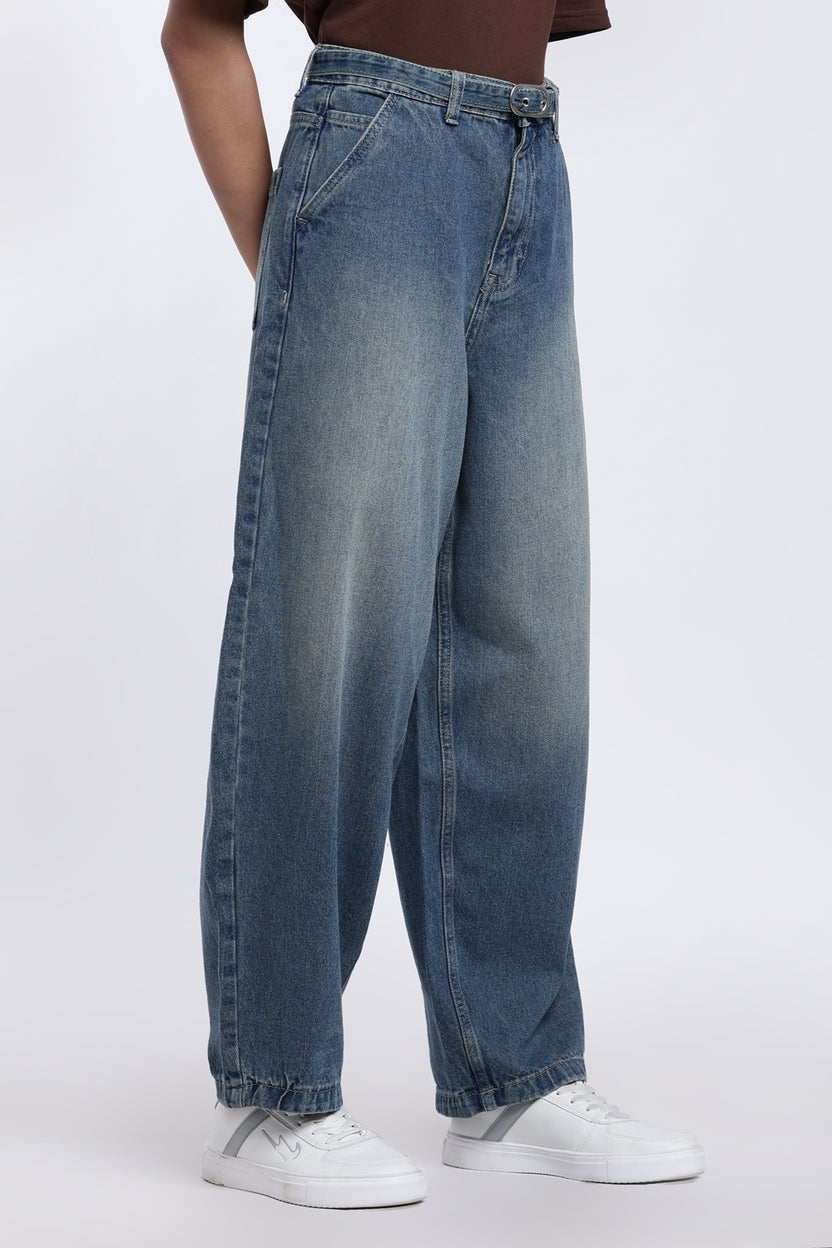 Blue Wide Leg Fit 5 Pocketed Jeans for Women - Image 4