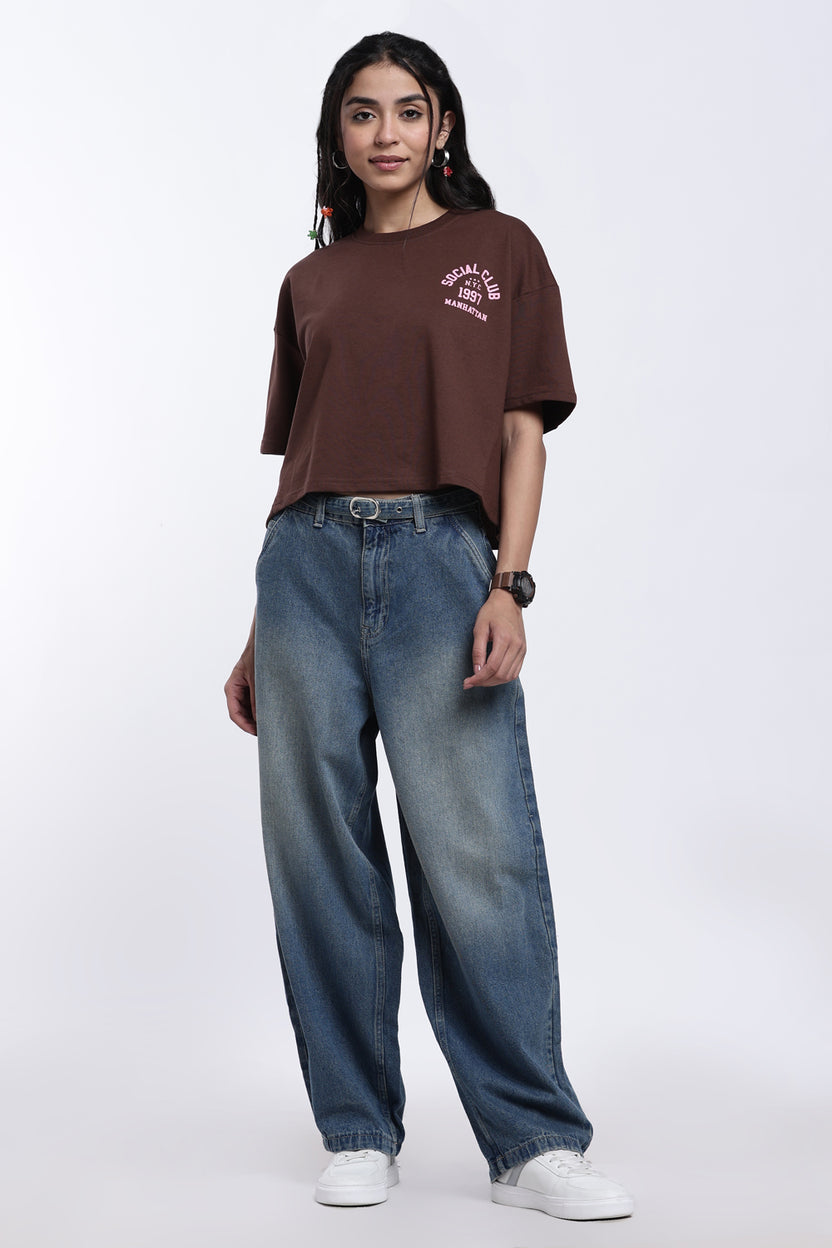 Blue Wide Leg Fit 5 Pocketed Jeans for Women - Image 6