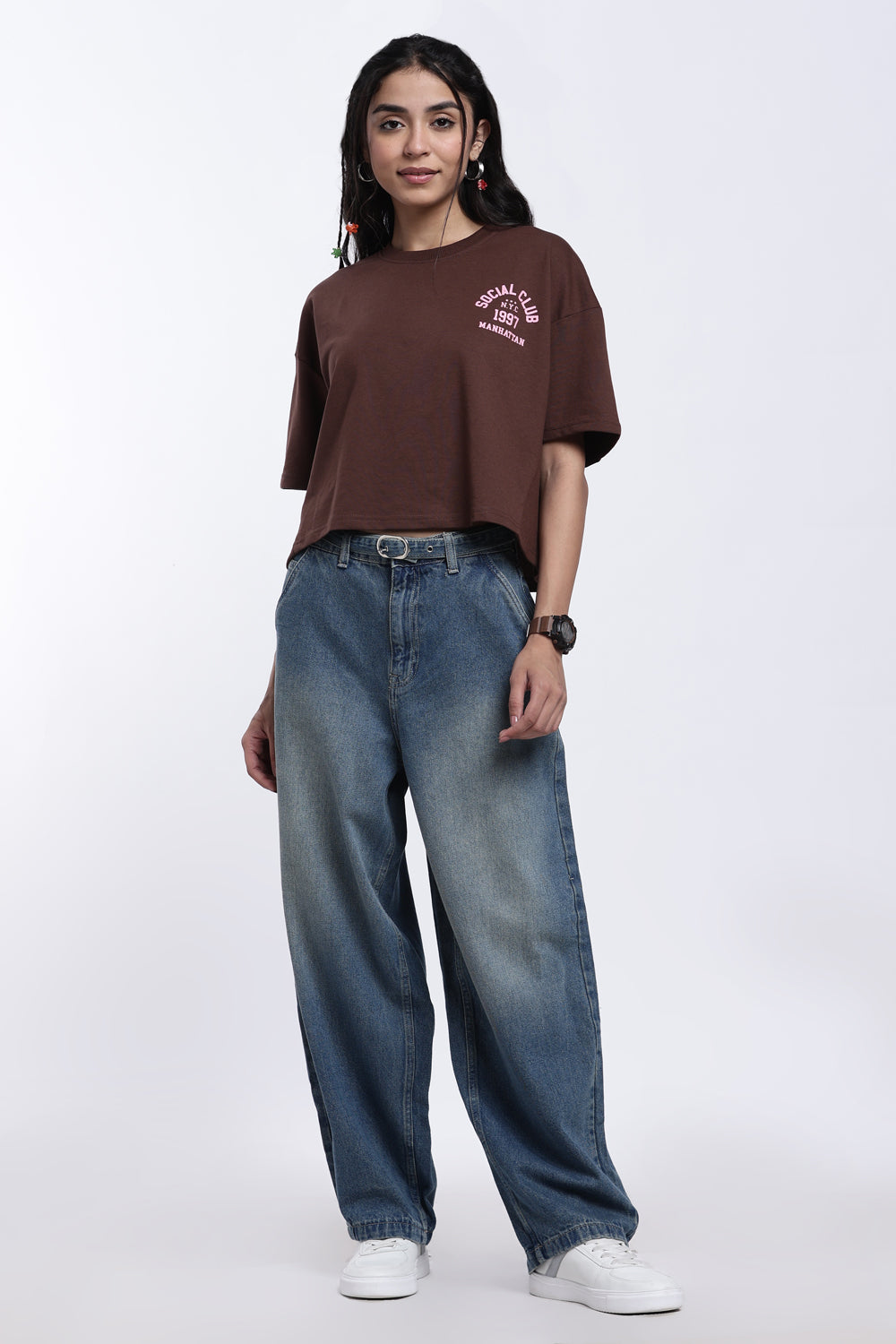 Blue Wide Leg Fit 5 Pocketed Jeans for Women - Image 6