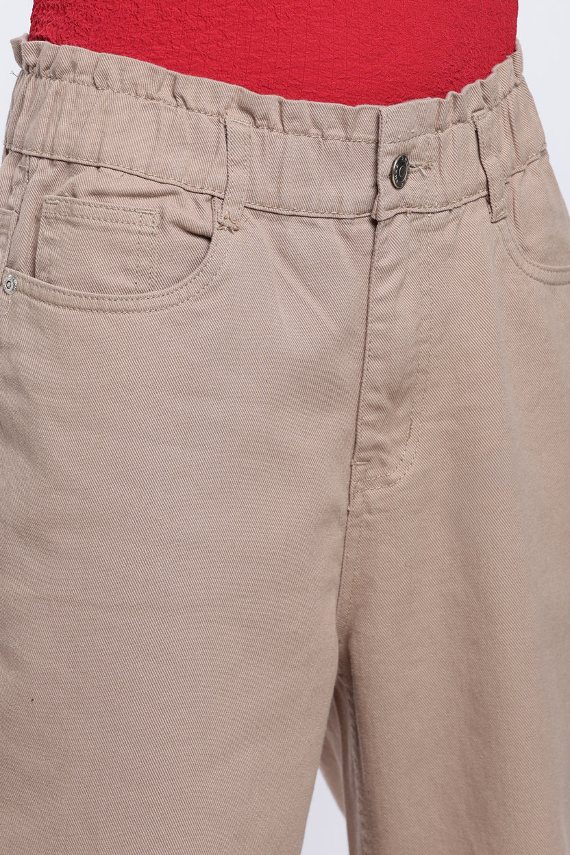 Beige Relaxed Fit 5 Pocketed Jeans for Women - Image 3