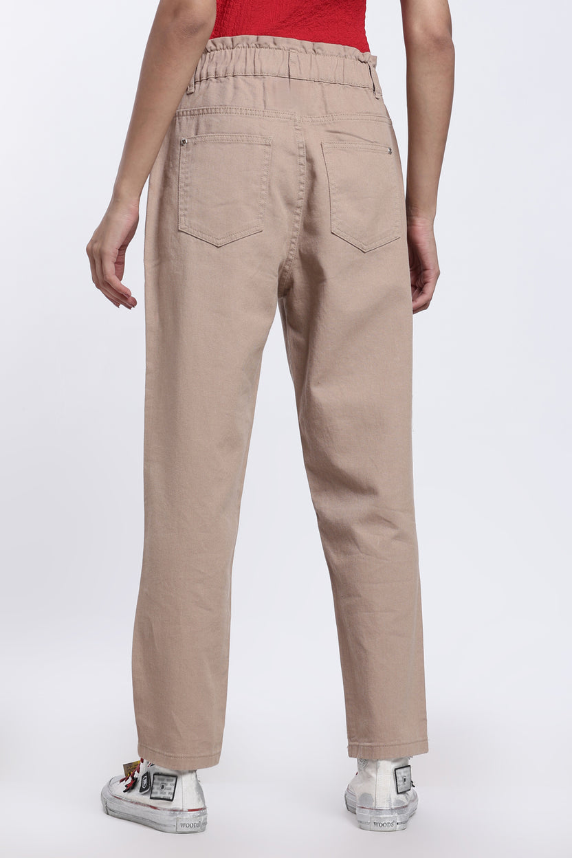 Beige Relaxed Fit 5 Pocketed Jeans for Women - Image 5