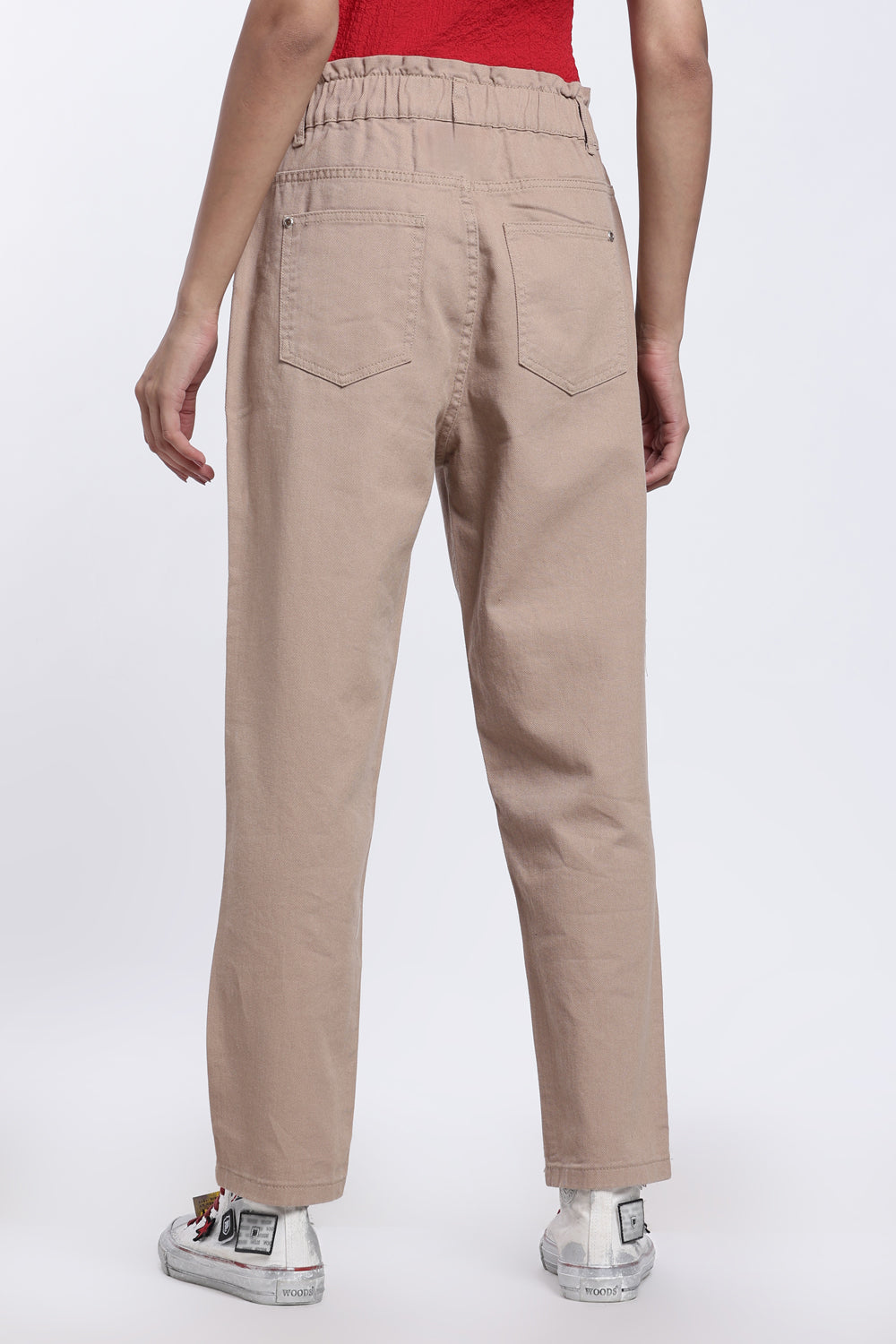 Beige Relaxed Fit 5 Pocketed Jeans for Women - Image 5