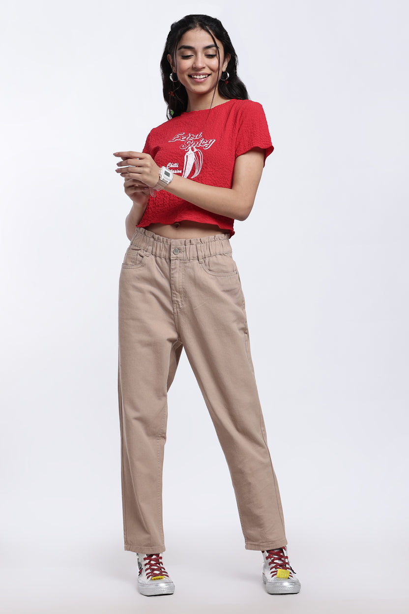 Beige Relaxed Fit 5 Pocketed Jeans for Women - Image 6