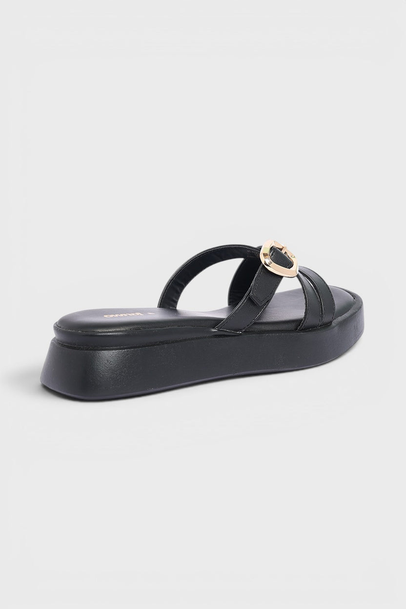 Black Solid Sandal for Women - Image 3