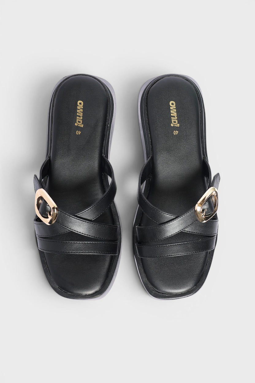 Black Solid Sandal for Women - Image 4