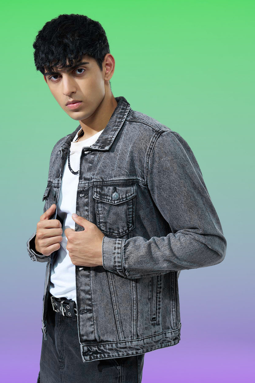 Charcoal Regular Fit Jacket for Men - Image 1