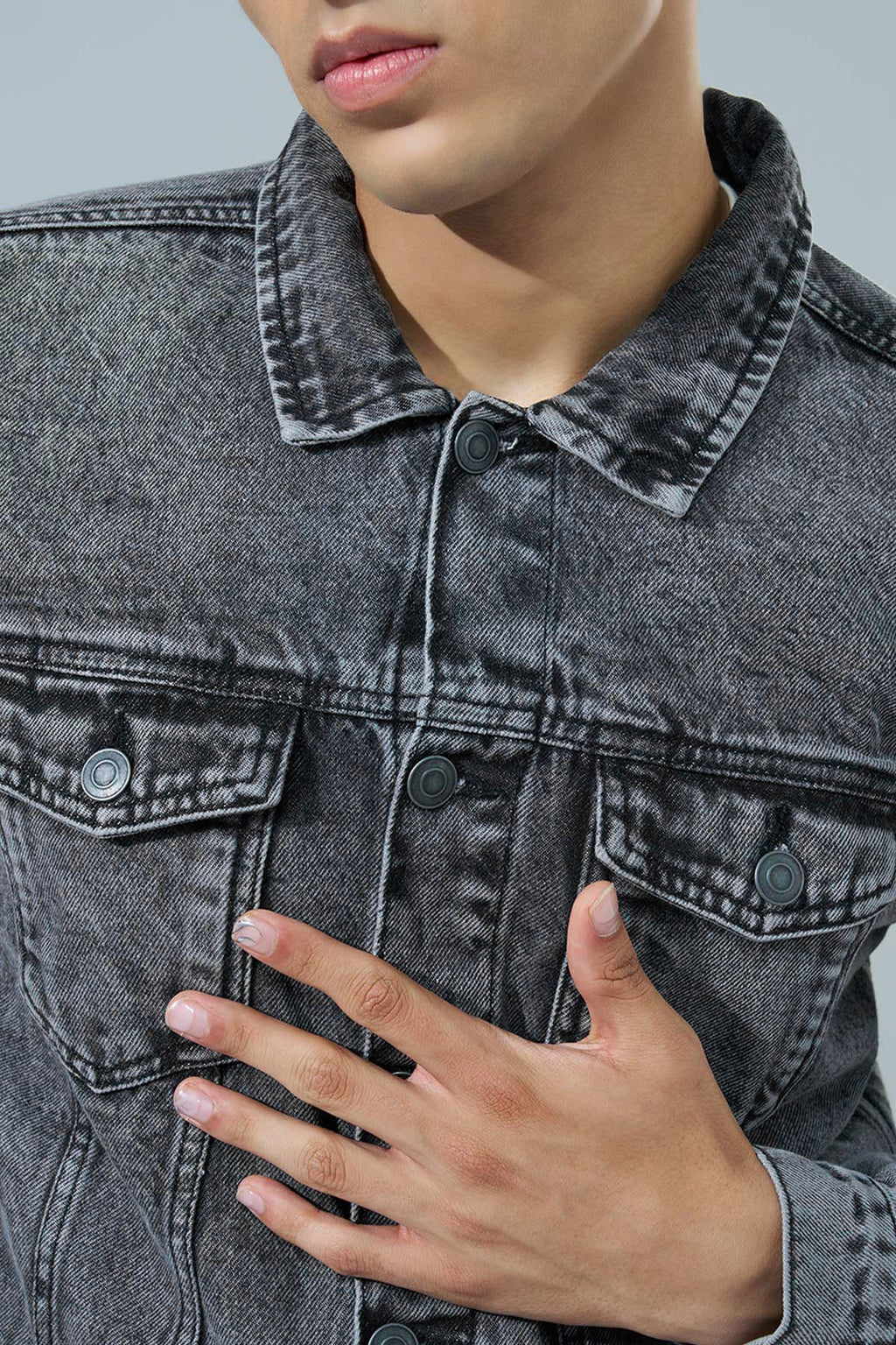 Charcoal Regular Fit Jacket for Men - Image 3